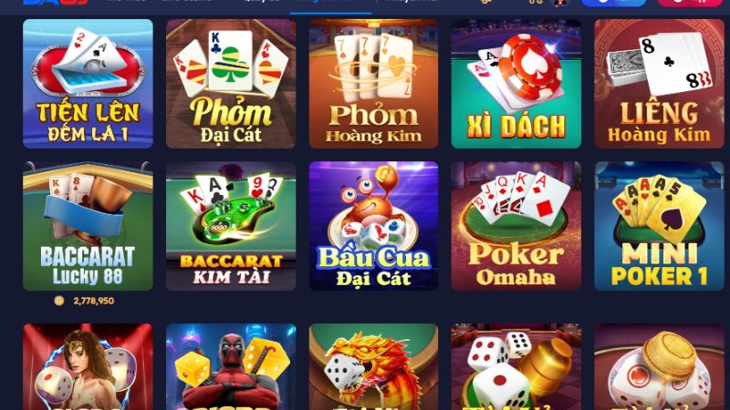 Người chơi lựa chọn sản phẩm game bài yêu thích